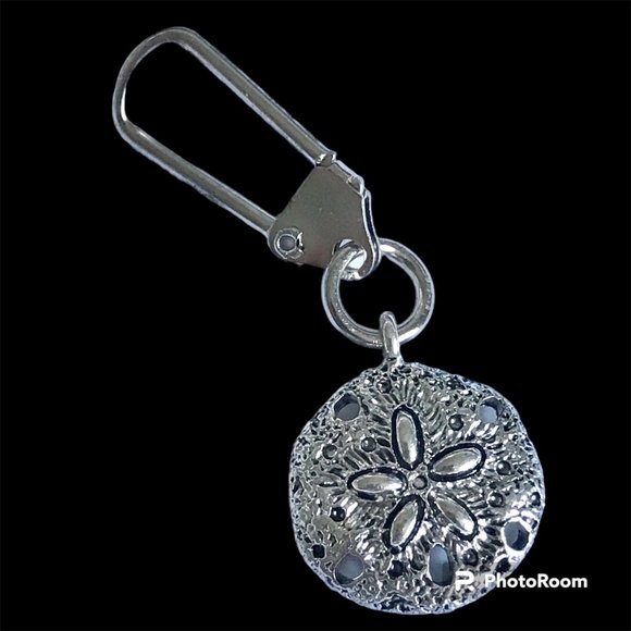 Sand Dollar Zipper Pull Handbag Purse Charm Backpack Silver Tone Sea Life Shell - Picture 2 of 6